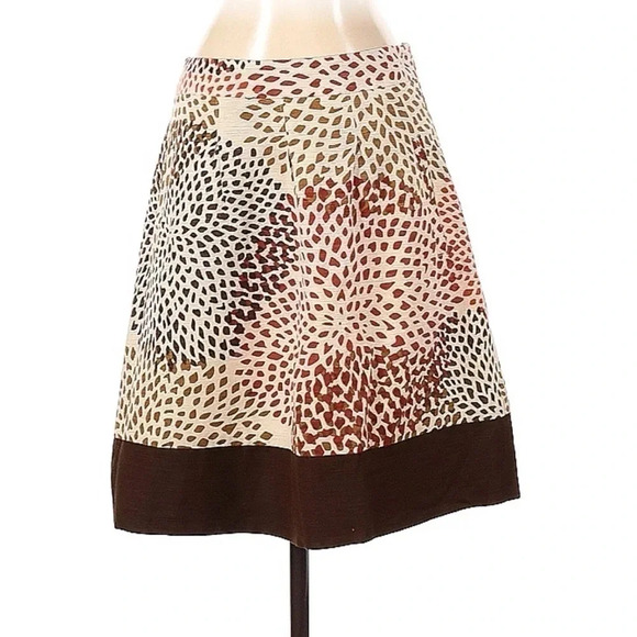 Banana Republic | Silk Blend Bohemian Floral Brown Cream Rust Skirt Size 2 - Picture 3 of 5